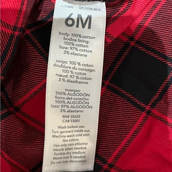 Carter’s Red And Black Plaid Short Sleeve Dress, Size 6M, NWT - Picture 6 of 6
